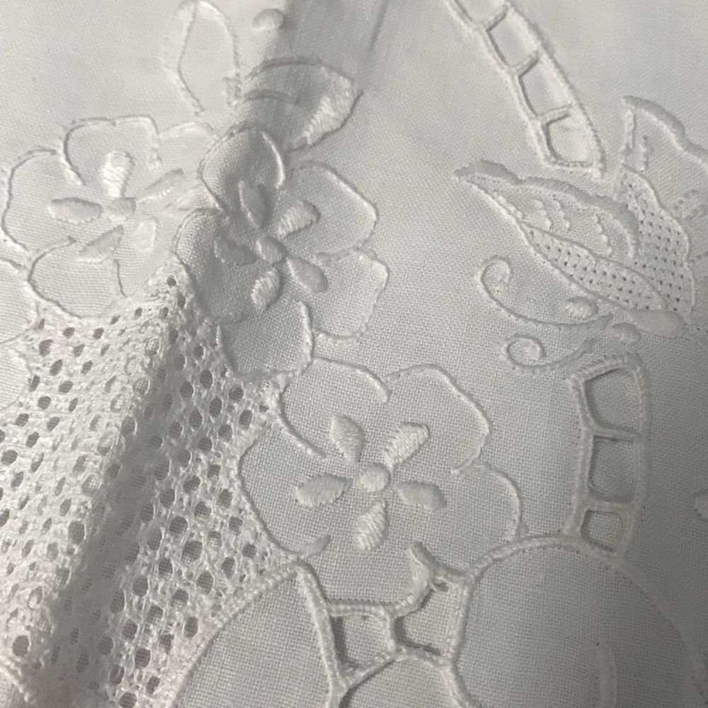 HAND Embroidered pillow cases set of 2 white cotton NWT